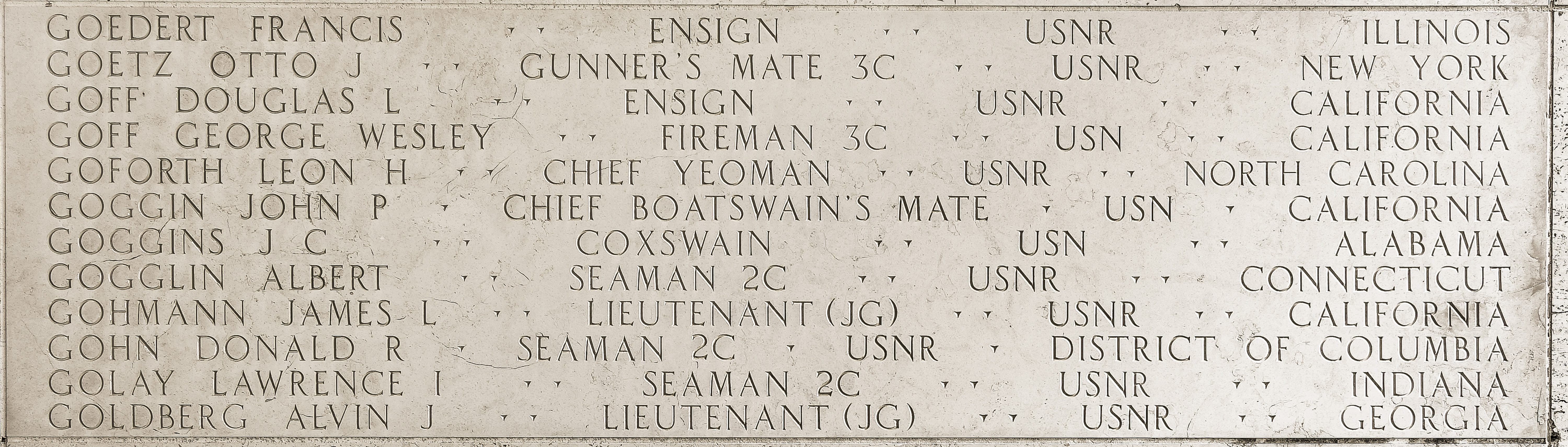 Lawrence I. Golay, Seaman Second Class